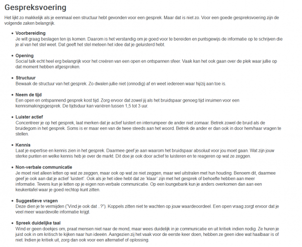 Gratis proefles van de vakopleiding weddingplanner